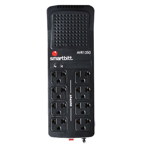 Regulador de voltaje Smartbitt SBAVR1350 1350VA/ 675W LED indicador 8 NEMA 5-15R 120VCA 60Hz switch ON/OFF