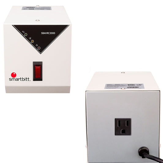 Regulador Smartbitt SBAVRC2000 de 2000VA/1200W rango salida 80-150 Vca línea blanca lavadoras hasta 300W y secadoras hasta 700W