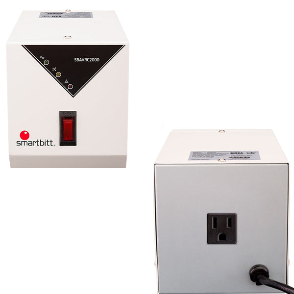 Regulador Smartbitt SBAVRC2000 de 2000VA/1200W rango salida 80-150 Vca línea blanca lavadoras hasta 300W y secadoras hasta 700W