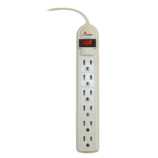 Supresor de picos Smartbitt SBSS-90J6 protección 90 JOULES 6 NEMA 5-15R switch ON/OFF cable 45cm