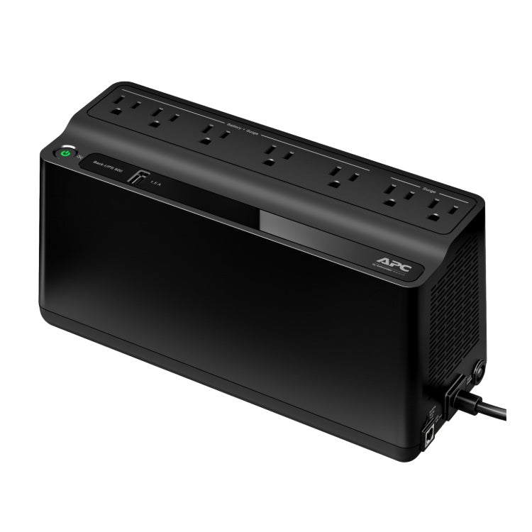 UPS APC BE600M1-LM 600VA/ 330W 7 contactos NEMA 5-15R (5 c/protección batería) 120V 1 puerto de carga USB caja golpeada producto abierto
