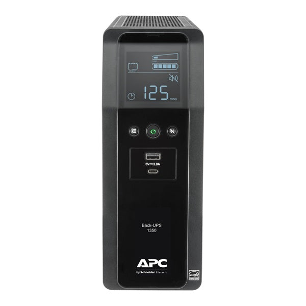 UPS APC Pro BR1350M2-LM 1350kVA/810W AVR LCD torre 10 contactos NEMA 5-15R (6 c/protección batería) 2 puertos de carga USB