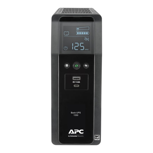 UPS APC Pro BR1350M2-LM 1350kVA/810W AVR LCD torre 10 contactos NEMA 5-15R (6 c/protección batería) 2 puertos de carga USB