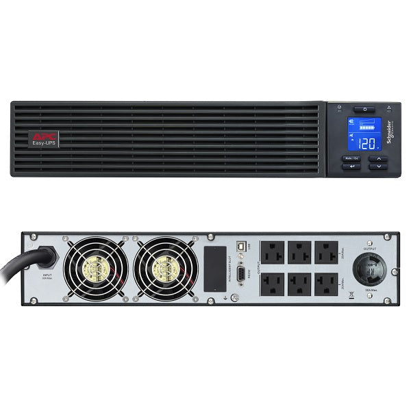 UPS APC Easy online SRV3KRARK rack 2U doble conversión onda sinusoidal pura 3000VA/2400W 120V LCD 6x NEMA 5-20R y 1x NEMA L5-30R 1x USB y 1x RS232