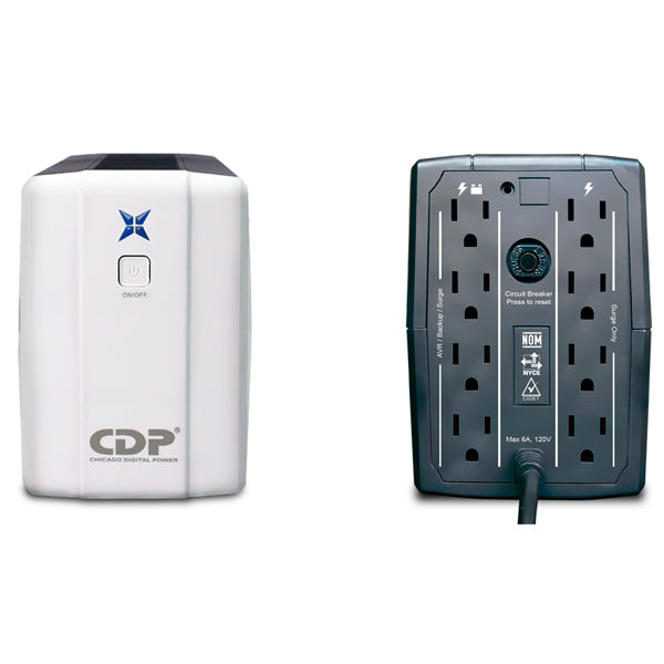 UPS interactivo CDP R-UPR1008 1000VA/ 500W 120V 8 NEMA 5-15R (4 c/protección batería) breaker termomagnético
