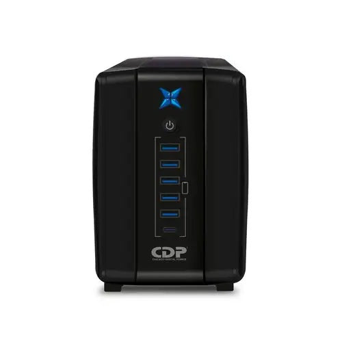 UPS interactivo CDP R-UPR758 750VA/375W 120VDC 8 NEMA 5-15R (4 c/protección batería) 5x USB-A 1x USB-C total 2.4A 80-145Vca