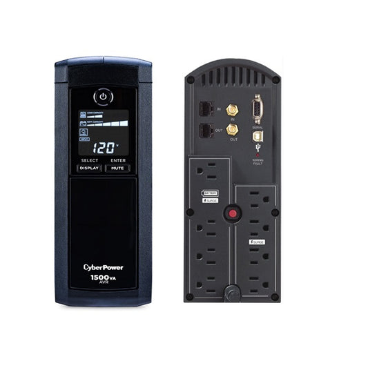 UPS CyberPower Intelligent LCD CP1500AVRLCDa 1.50 kVA/900W AVR torre 12 NEMA 5-15R (6 c/protección batería) 120V Energy Star