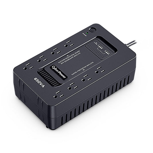 UPS Standby CyberPower SX650U 650VA/360W 8 NEMA 5-15R (4 c/respaldo batería) 2x puertos USB carga120V GreenPower UPS