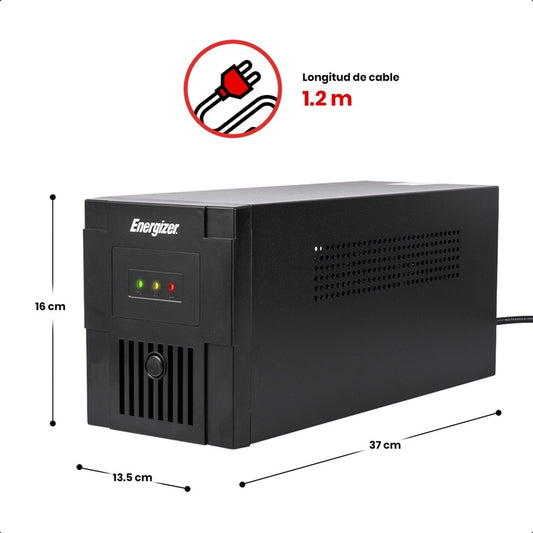 UPS No-Break Energizer ERENUPS15VA 1500VA/ 900W 8 NEMA 5-15R (4 con protección batería) 120V 60Hz batería 12V / 9Ah