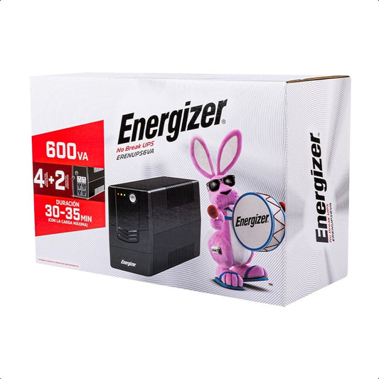 UPS No-Break Energizer ERENUPS6VA 600VA/ 360W 6 NEMA 5-15R (4 con protección batería) 120V 60Hz batería 12V / 7Ah