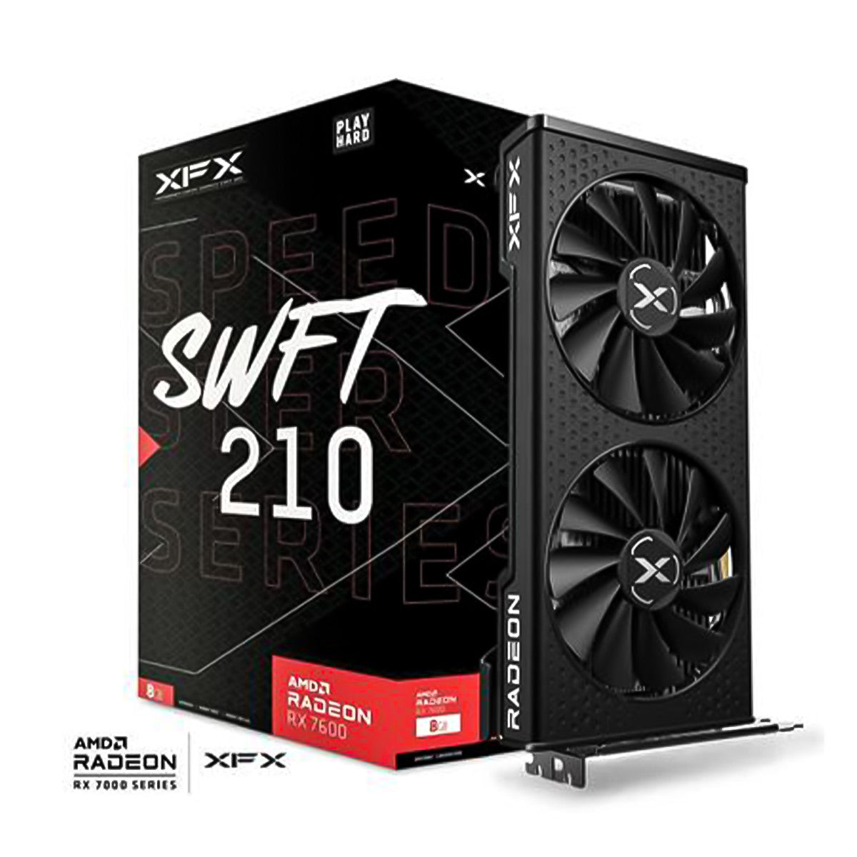 TARJETA DE VIDEO XFX (RX-76PSWFTFY) SPEEDSTER SWFT 210 RADEON RX 7600,8GB GDDR6,2250MHZ,3*DP,HDMI.TECH