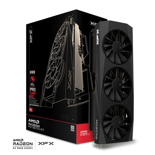TARJETA DE VIDEO XFX (RX-97TQICKB9) QUICKSILVER AMD RX9070XT,16GB GDDR6, 2400MHZ,3*DP,HDMI.TECH