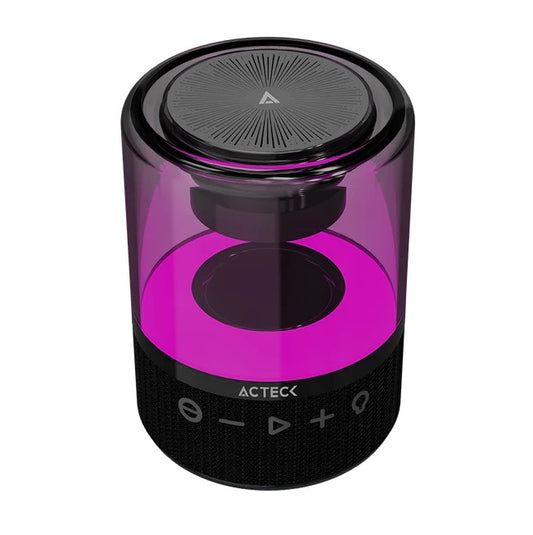 Bocina Acteck Glee Pure AP30 Negro portaitl Bluetooth 5.2 Iluminación de Efectos Advanced Series