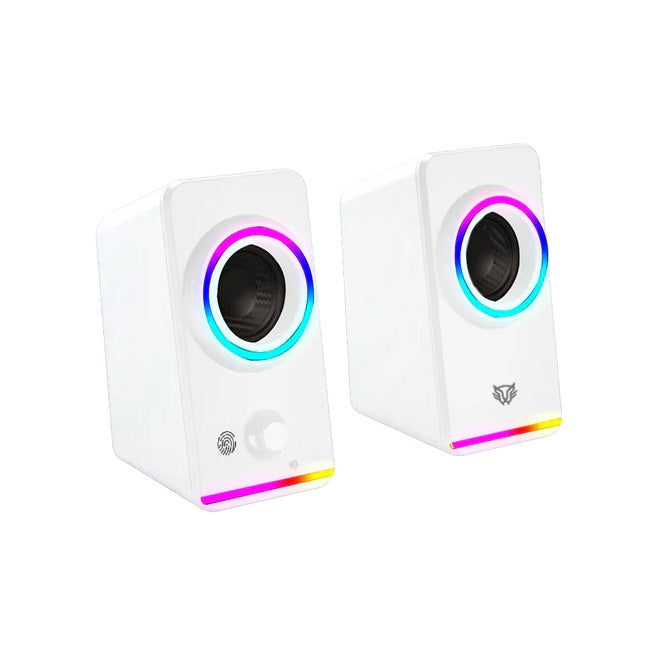 Bocinas Balam Rush Glimm Style BG565 Blanco Bluetooth 10 W 2.0 Canales Iluminación RGB