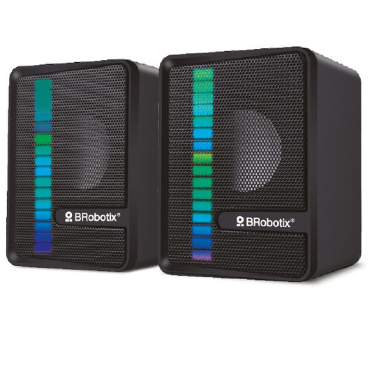 Bocinas Brobotix Multimedia RGB USB /3.5MM modelo 963920 color Negro