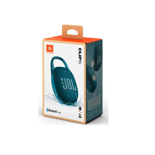 Bocina JBL Clip 5 Bluetooth Azul 8.6cm resistente agua y polvo IP67 carga rapida USB C