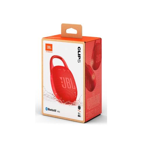 Bocina JBL Clip 5 Bluetooth Roja 8.6cm resistente agua y polvo IP67 carga rapida USB C