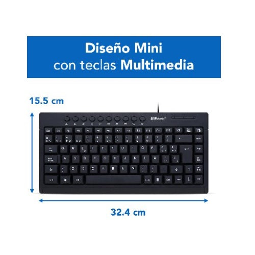 Teclado Brobotix USB mini modelo 963937 color Negro Multimedia