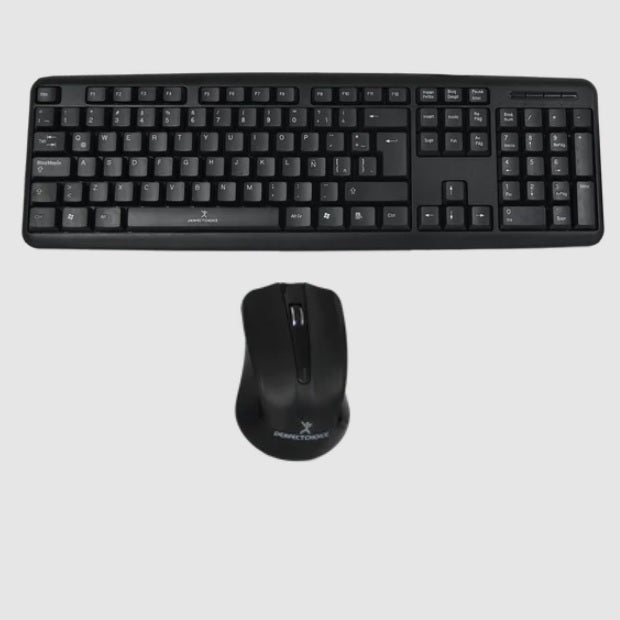 Kit teclado y mouse Perfect Choice alambrico USB resistente a derrames modelo PC-201076 color Negro