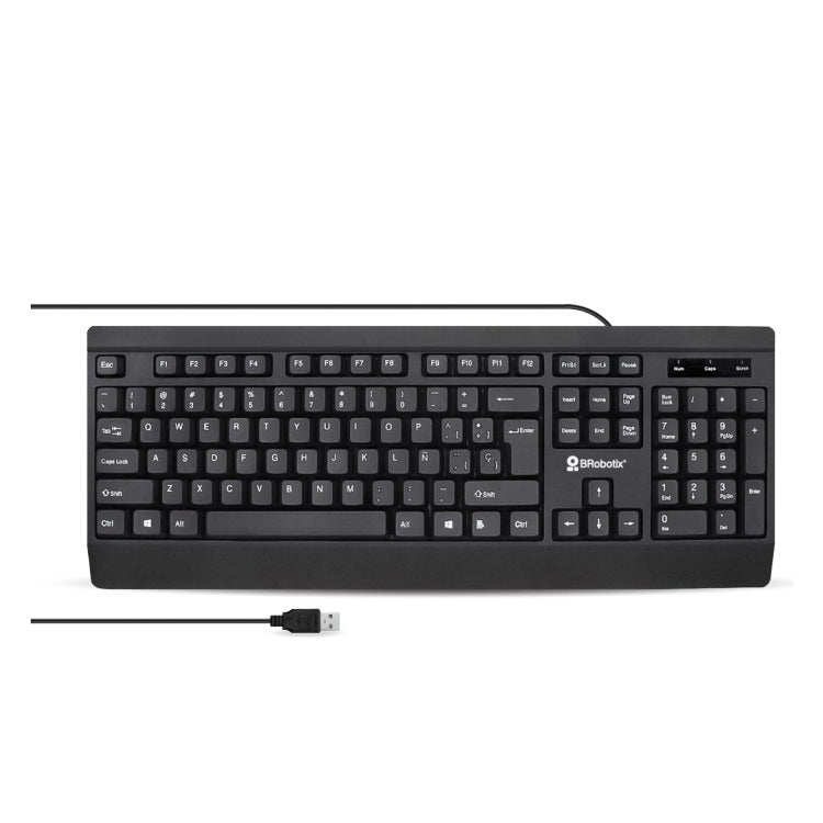Teclado Inalambrico BRobotix USB antiderrames ultrasilencioso color Negro