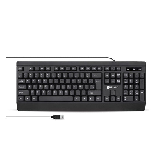 Teclado Inalambrico BRobotix USB antiderrames ultrasilencioso color Negro