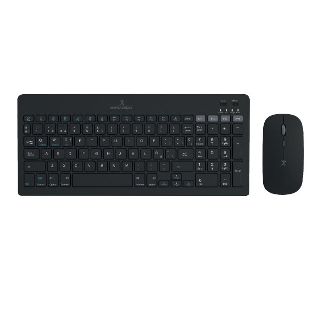 Kit de teclado Perfect Choice Zebrary inalambrico 2.4 GHZ y Bluetooth negro Recargable PC-201373