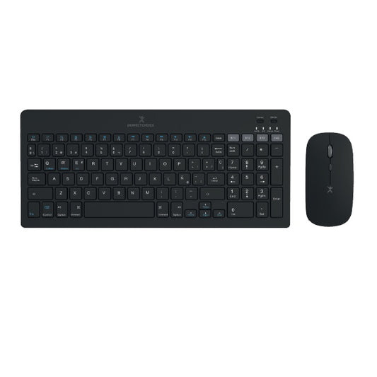Kit de teclado Perfect Choice Zebrary inalambrico 2.4 GHZ y Bluetooth negro Recargable PC-201373