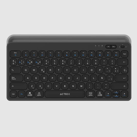 Teclado Inalámbrico Acteck Inspire Trek TI737 Negro-Gris 2.4 MHz 2 modos BT Teclas de Membrana Tipo Tijera Teclas L28.9 x A15.4 x A2.5 cm