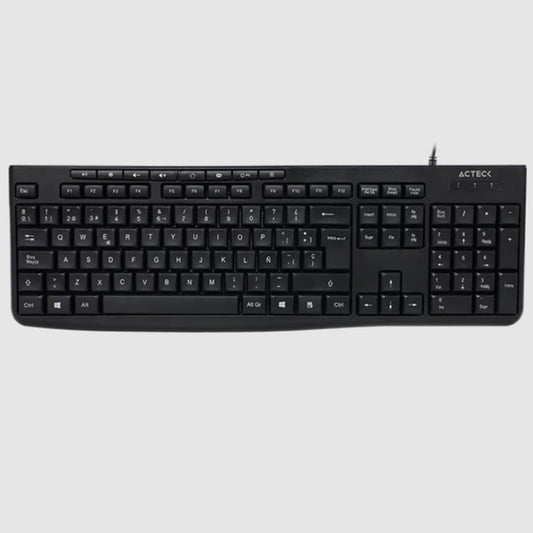 Teclado Alambrico Acteck Inspire Prime TA222 Negro Teclas de Membrana 1.5 mts cable Essential