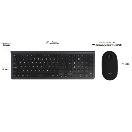 Kit Teclado y Mouse Acteck Creator Inspire Edge MK675 Inalámbrico Ultra Delgado