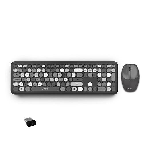 Kit Teclado y Mouse Creator Chic Colors MK475 Inalambrico Gris/blanco