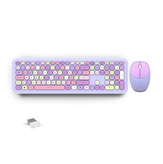 Kit Teclado y Mouse Creator Chic Colors MK475 Inalambrico Morado/pasteles