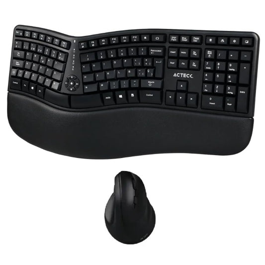 Kit Teclado y Mouse Creator Virtuos Fitt MK770 negro Inalambrico recargable ergonomico