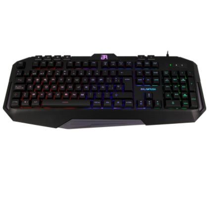 TECLADO BALAM RUSH GAMER GUNFIRE ALAMBRICO PROGRAMABLE 3 COLORES LED NEGRO
