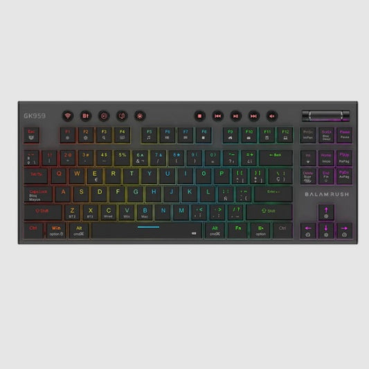 Teclado Gamer Balam Rush Dominate Expert GK959 Negro Inalambrico ANTI-GHOSTING RGB