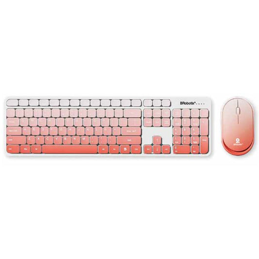 Kit de teclado y mouse Brobotix recargable Bluetooth receptor USB 2.4GHz y radiofrecuencia multimedia 6008041 color Rosa