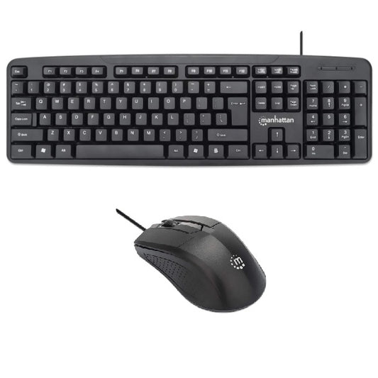 KIT TECLADO Y MOUSE MANHATTAN ALAMBRICO USB NEGRO