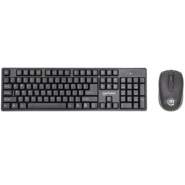 Kit teclado y mouse Manhattan inalambrico USB-Dongle de 2.4 GHz para ambos negro