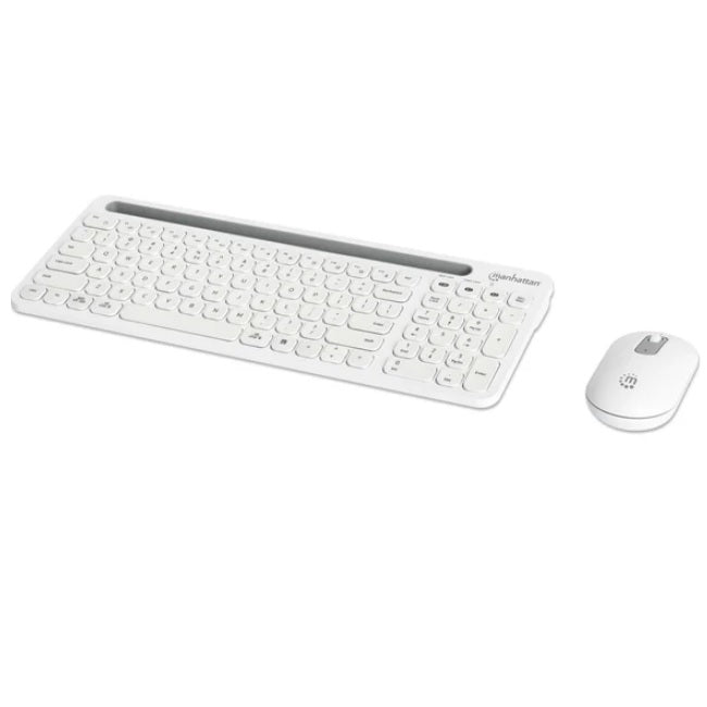 Kit teclado y mouse Manhattan inalambrico conexión dual USB y Bluetooth Blanco