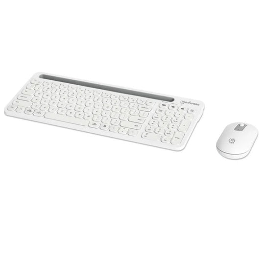Kit teclado y mouse Manhattan inalambrico conexión dual USB y Bluetooth Blanco