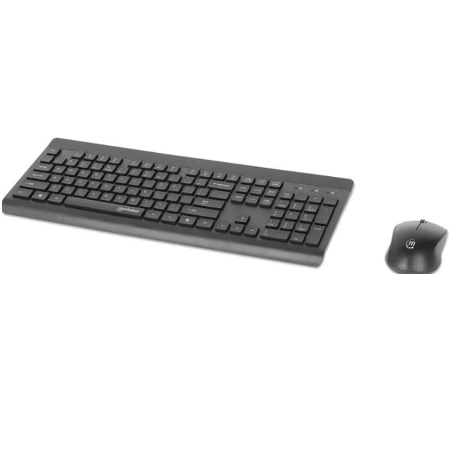 Kit teclado y mouse Manhattan inalambrico un solo receptor USB-A Nano para ambos negro