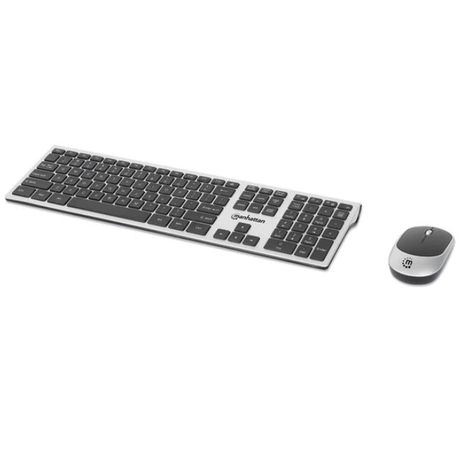 Kit teclado y mouse Manhattan inalambrico un solo receptor USB-A Nano plata/negro