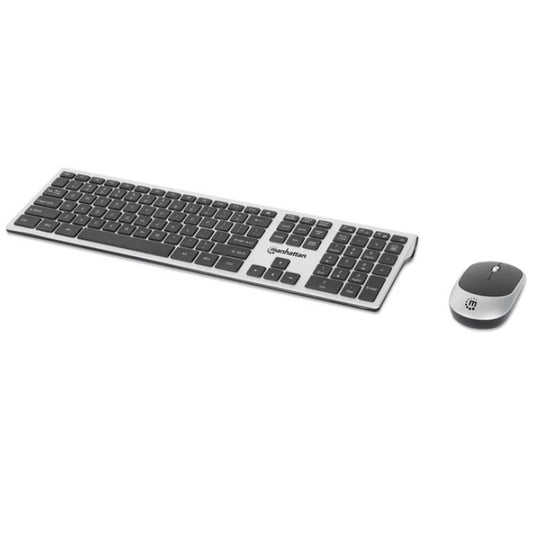 Kit teclado y mouse Manhattan inalambrico un solo receptor USB-A Nano plata/negro