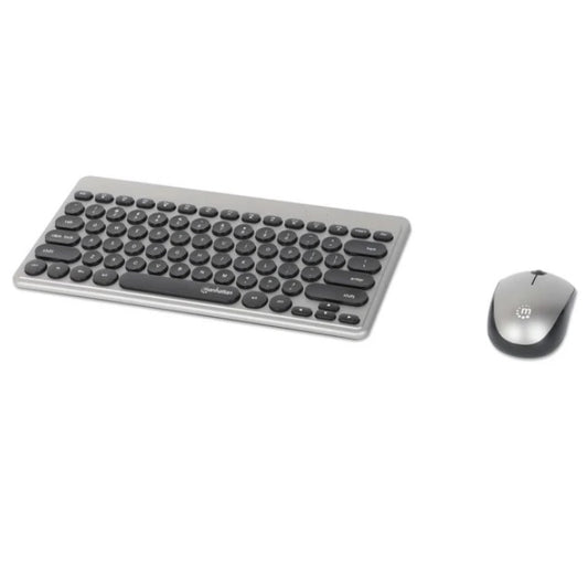 Kit teclado y mouse Manhattan inalambrico mini ultra delgado Un solo receptor USB-A Nano plata/negro