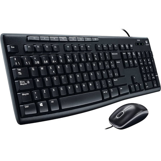 Kit Teclado y Mouse Logitech MK200 Conexion Alambrica Negro DPI 1000 3xBotones Compatible con Windows
