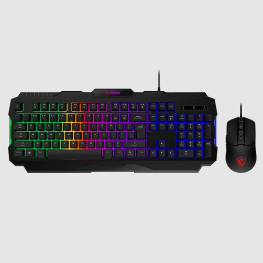 Kit Teclado y mouse MSI FORGE GK100 RGB (ingles) alambrico DPI ajustable hasta 6400