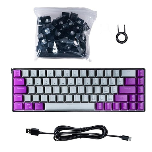 Teclado Naceb mecanico alambrico RGB 69 teclas con intercambiables modelo NA-0963G color Gris