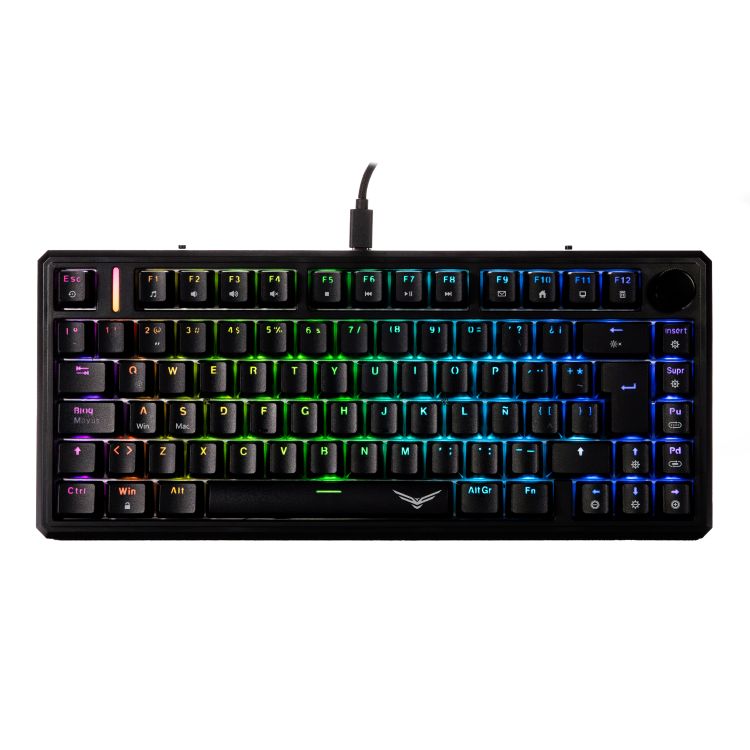 Teclado gaming Iron Scales Negro con swich magnetico formato 75% con ilumnacion RGB NA-2659