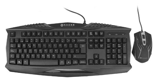 Kit gamer Naceb Teclado y Mouse alambrico con iluminacion modelo NA-617 color Negro USB