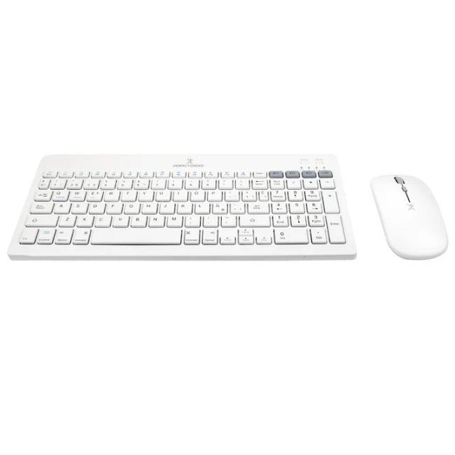 Kit de teclado Perfect Choice 2.4 GHZ+BT clic silencioso modelo PC-201380 color Blanco